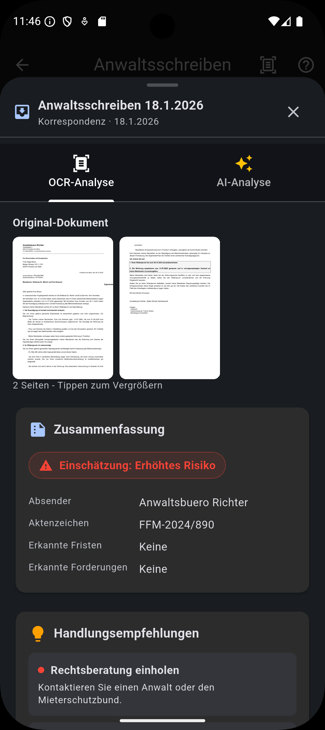 Anwaltsschreiben Screenshot 2