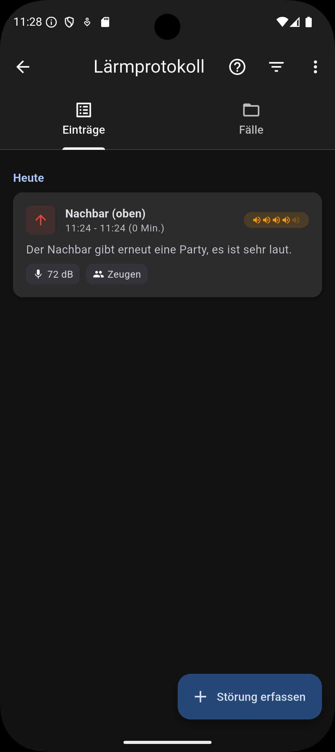 Lärmprotokoll Screenshot 1