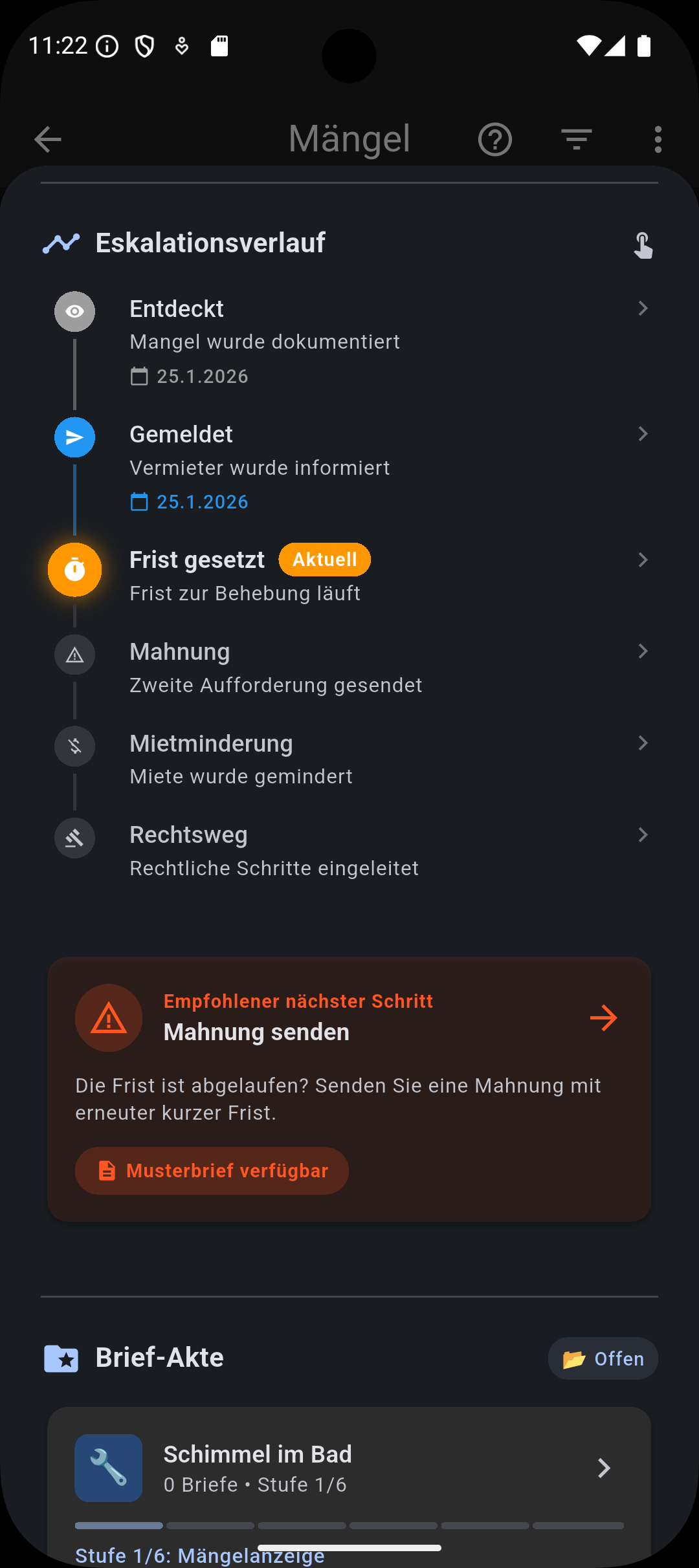 Mängel-Dokumentation Screenshot 3