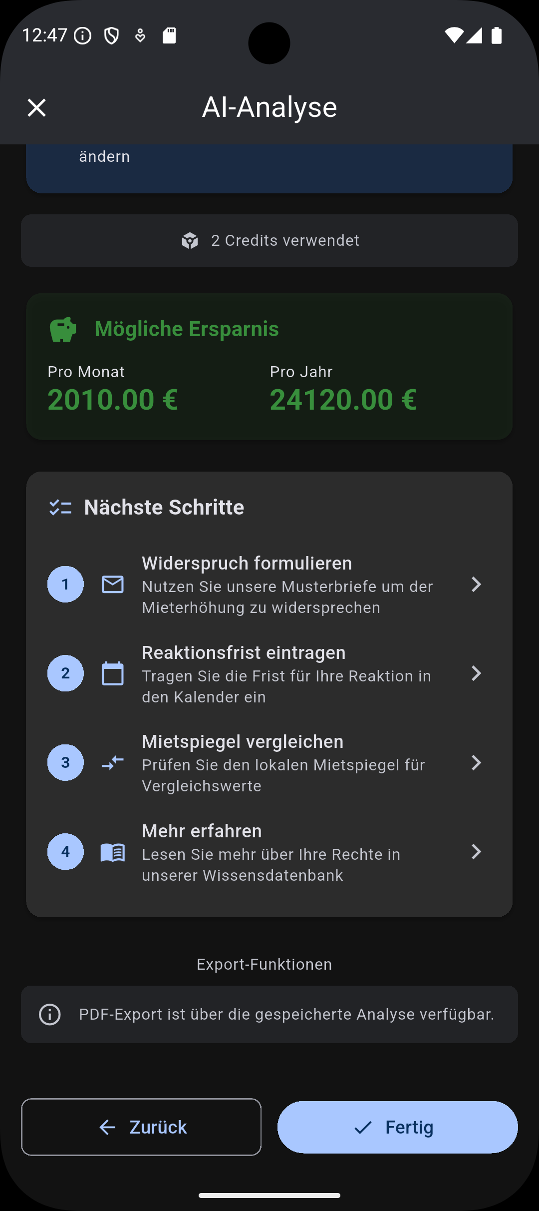 Mieterhöhungs-Check Screenshot 3
