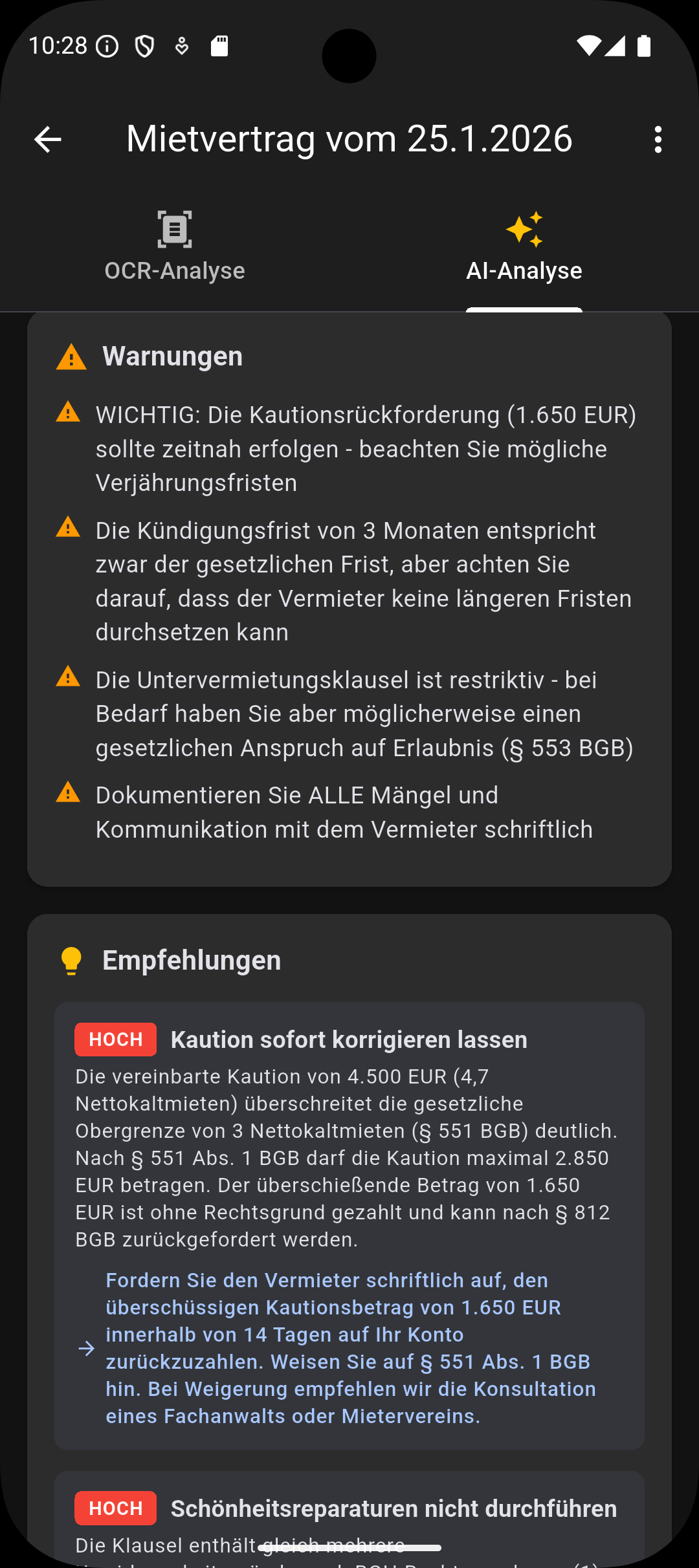 Mietvertrag-Check Screenshot 2