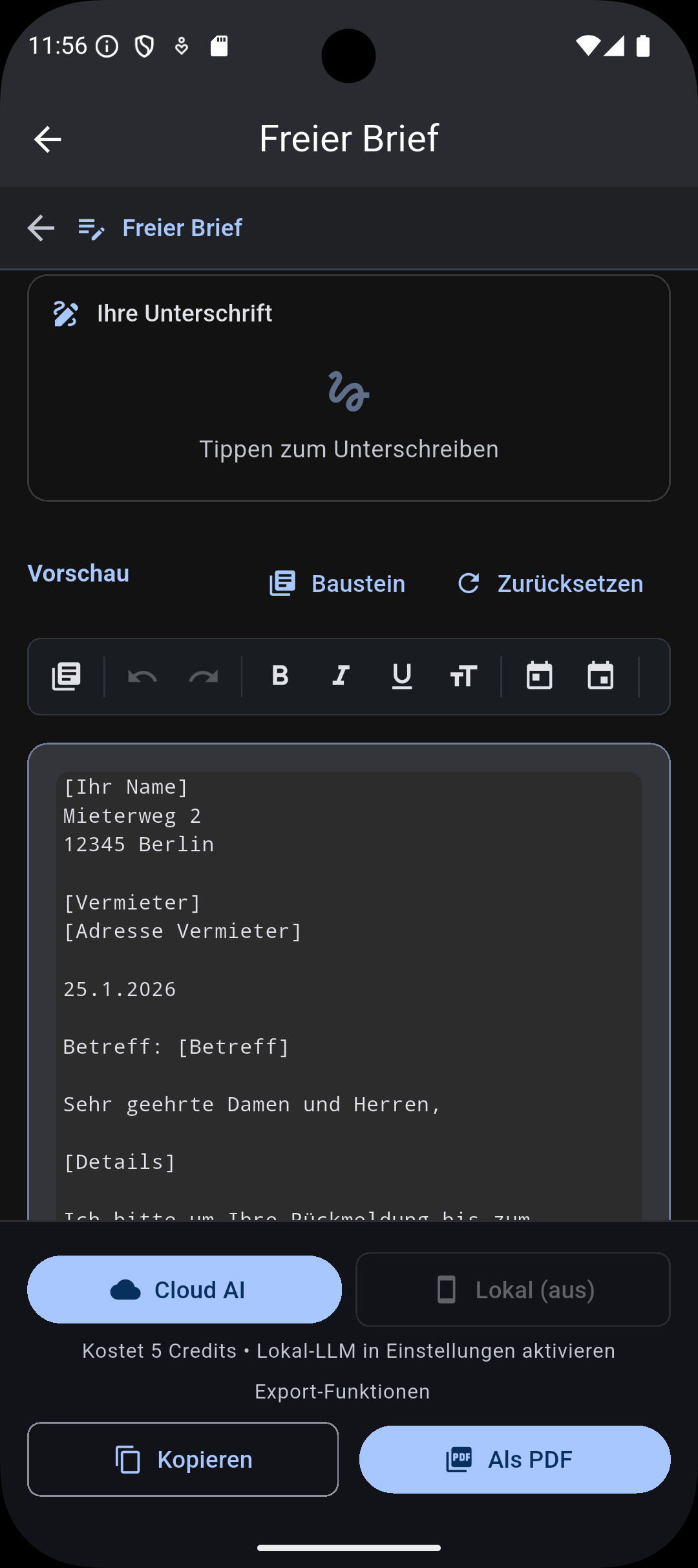 Musterbriefe Screenshot 3